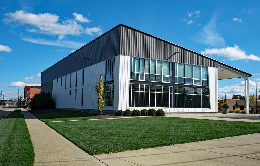 Gray Contemporary Building with New Landscaping