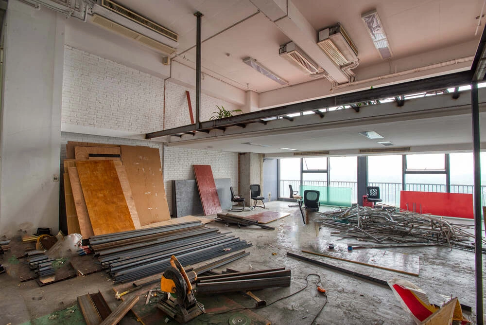Construction site scene of commercial office