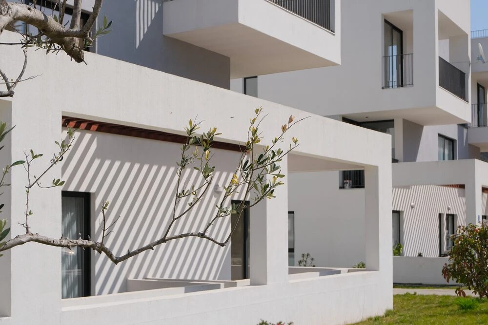 new contemporary residential construction architecture background.
